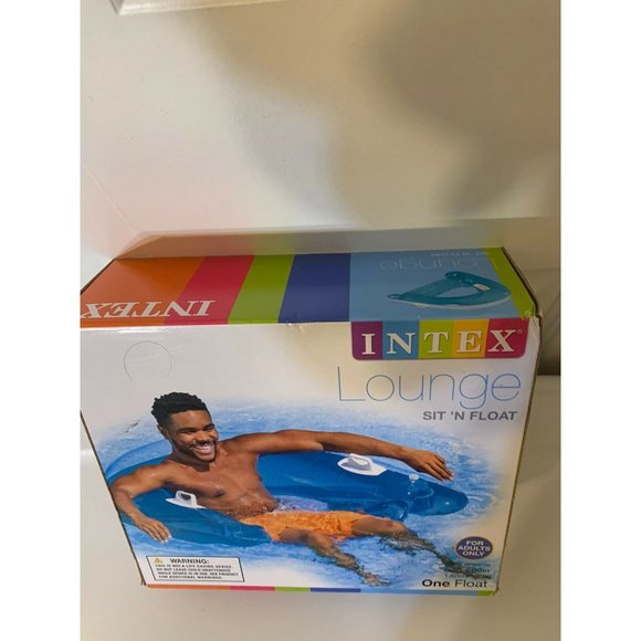 Intex Sit 'N Float Inflatable Lounge - Blue 2 Built In‎ Cup Holders 60in X 39in - Picture 6 of 6